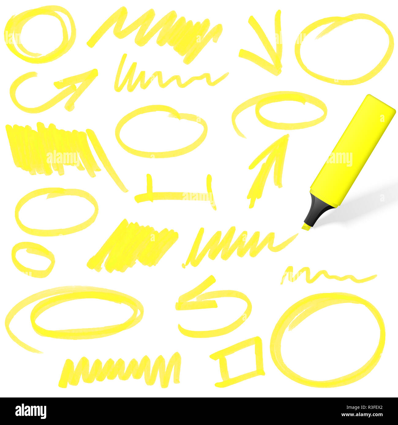 colored highlighter with markings Stock Photo