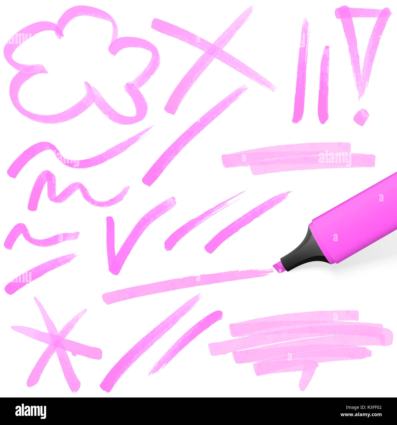 colored highlighter with markings Stock Photo