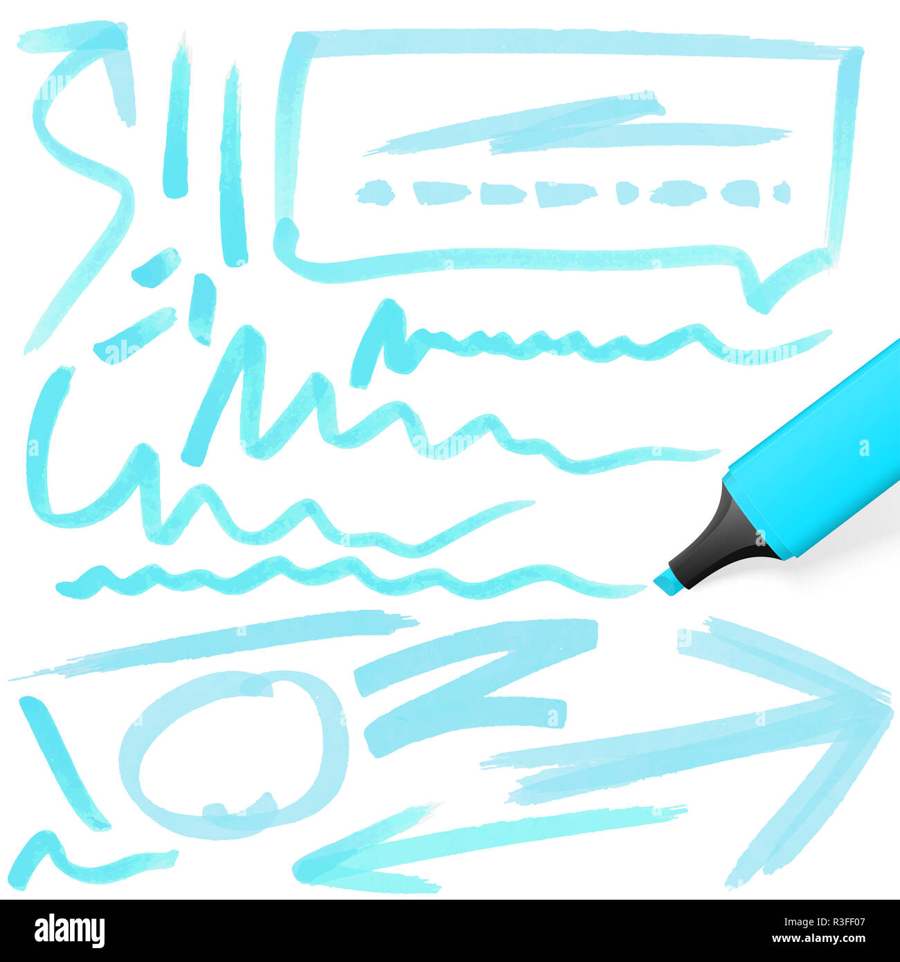 colored highlighter with markings Stock Photo