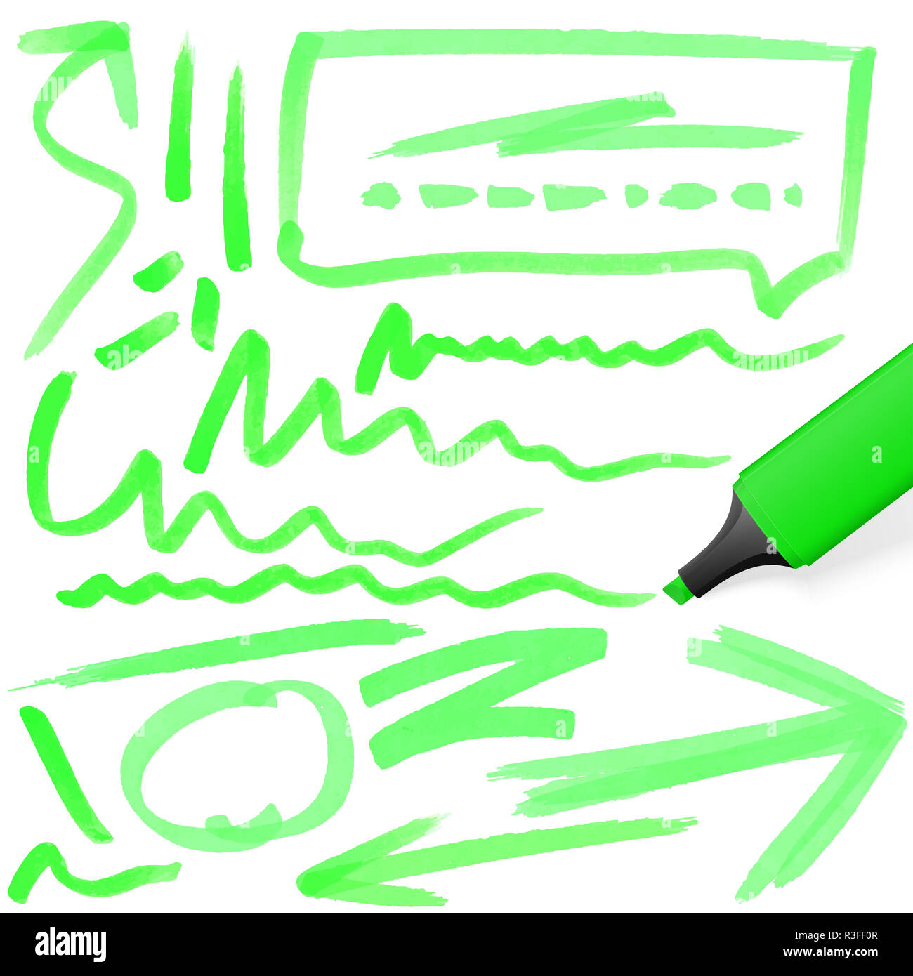 colored highlighter with markings Stock Photo