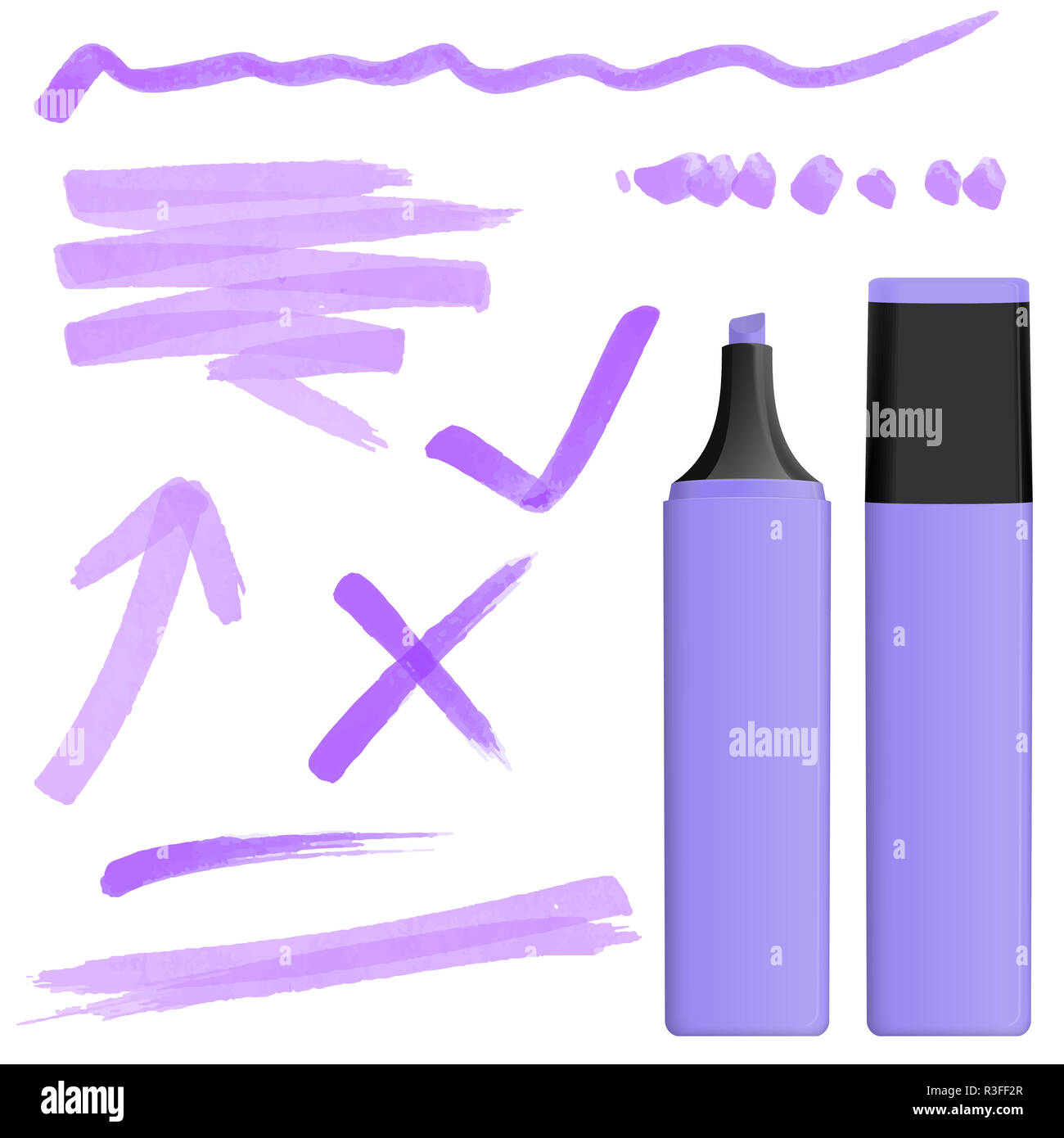 colored highlighter with markings Stock Photo