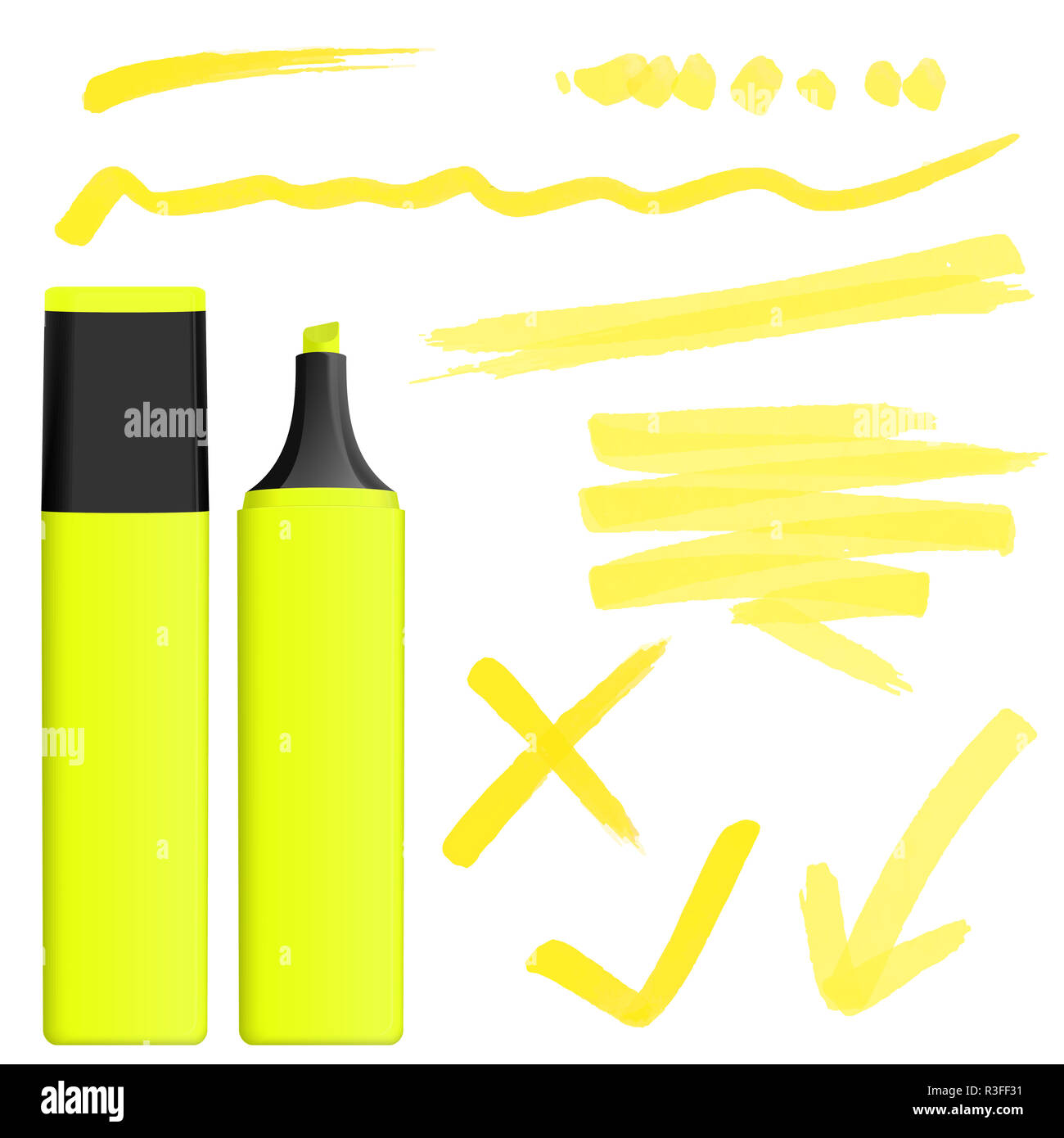 colored highlighter with markings Stock Photo
