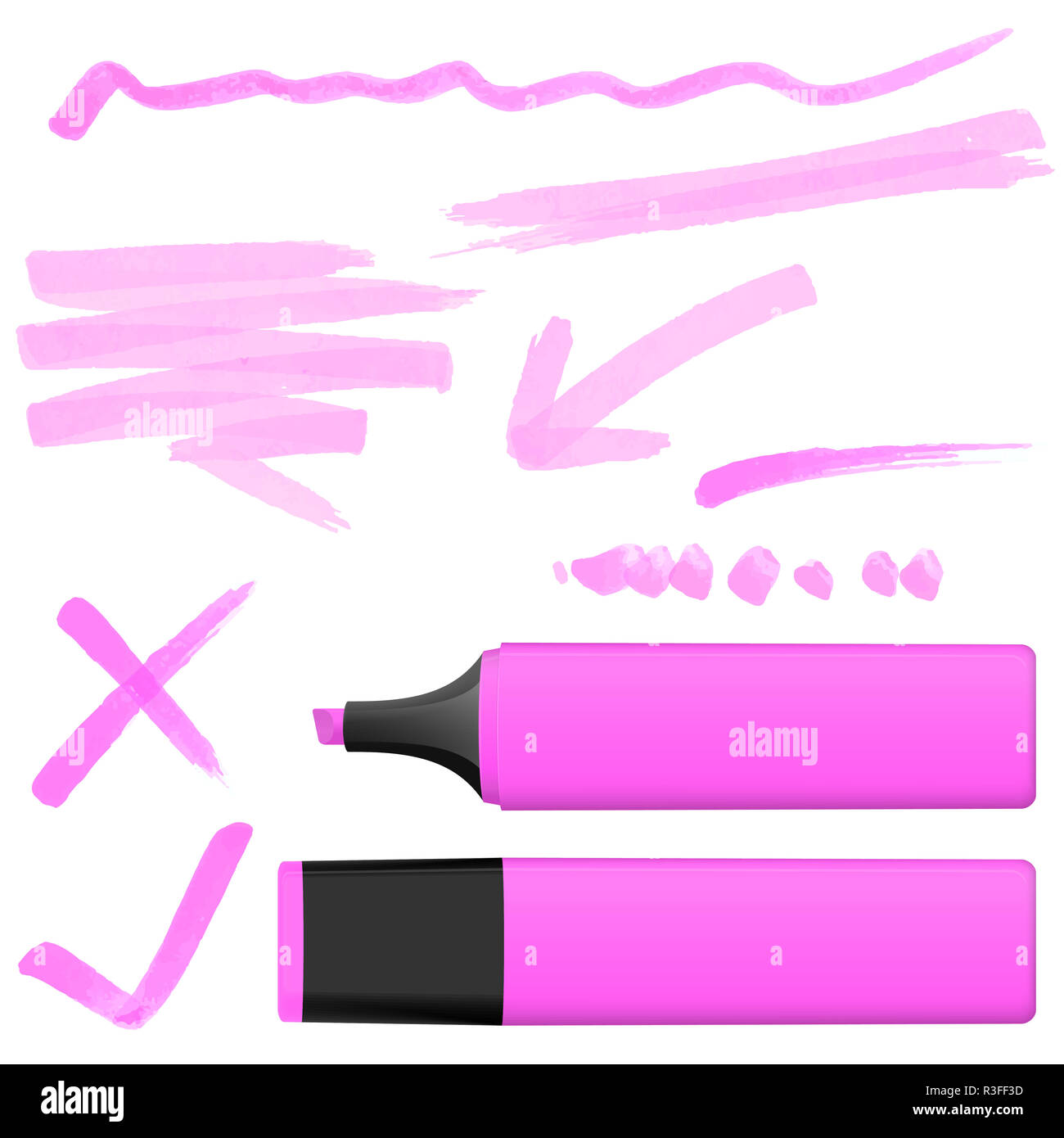 colored highlighter with markings Stock Photo
