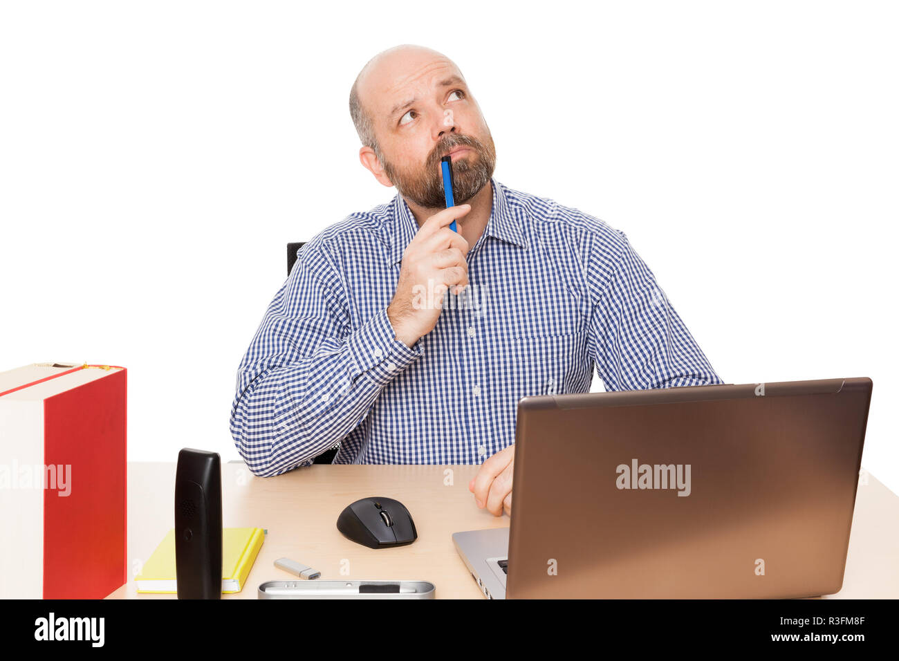 pensive man in office Stock Photo