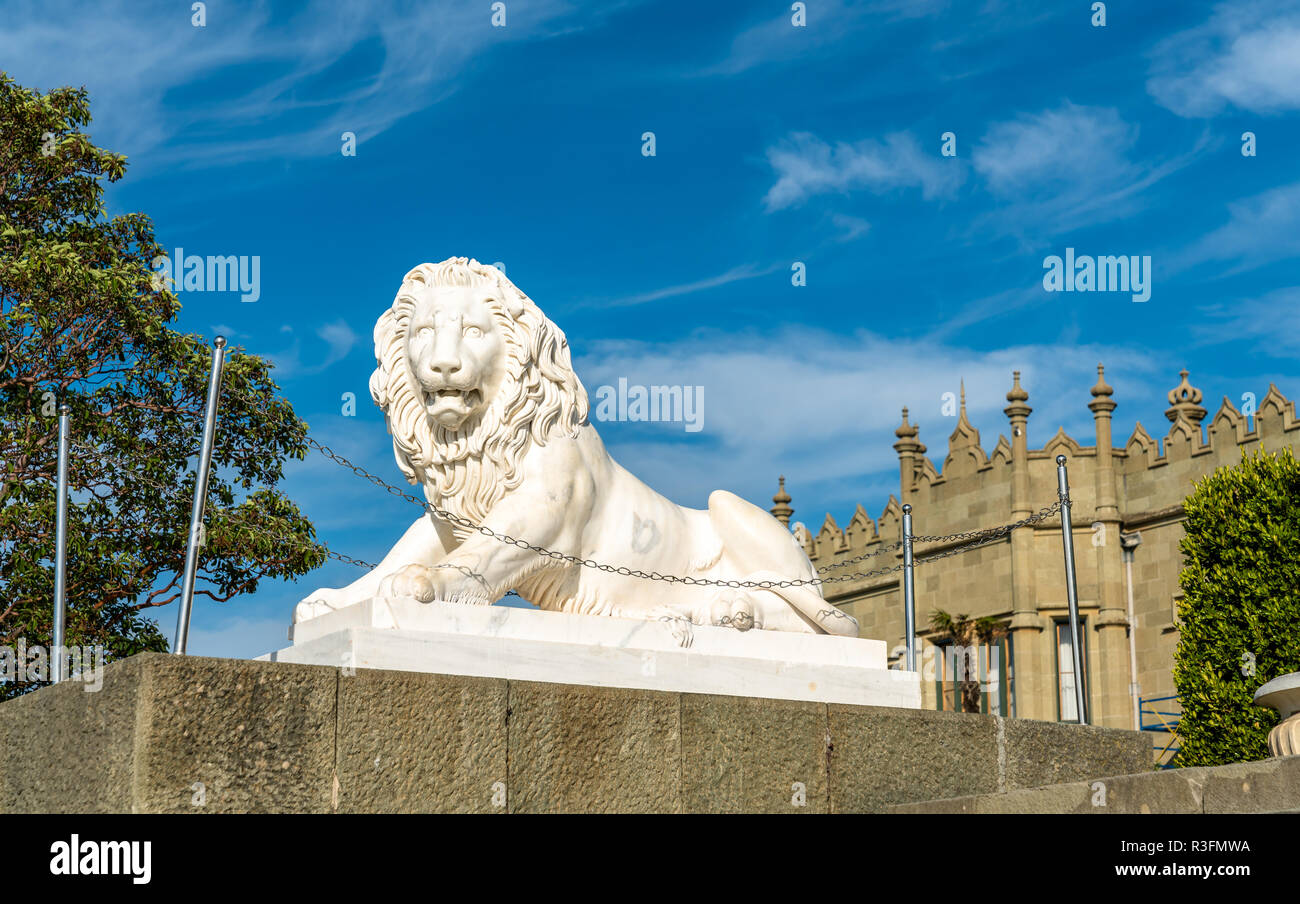 One of the Medici lions at the Vorontsov Palace in Alupka, Crimea Stock ...