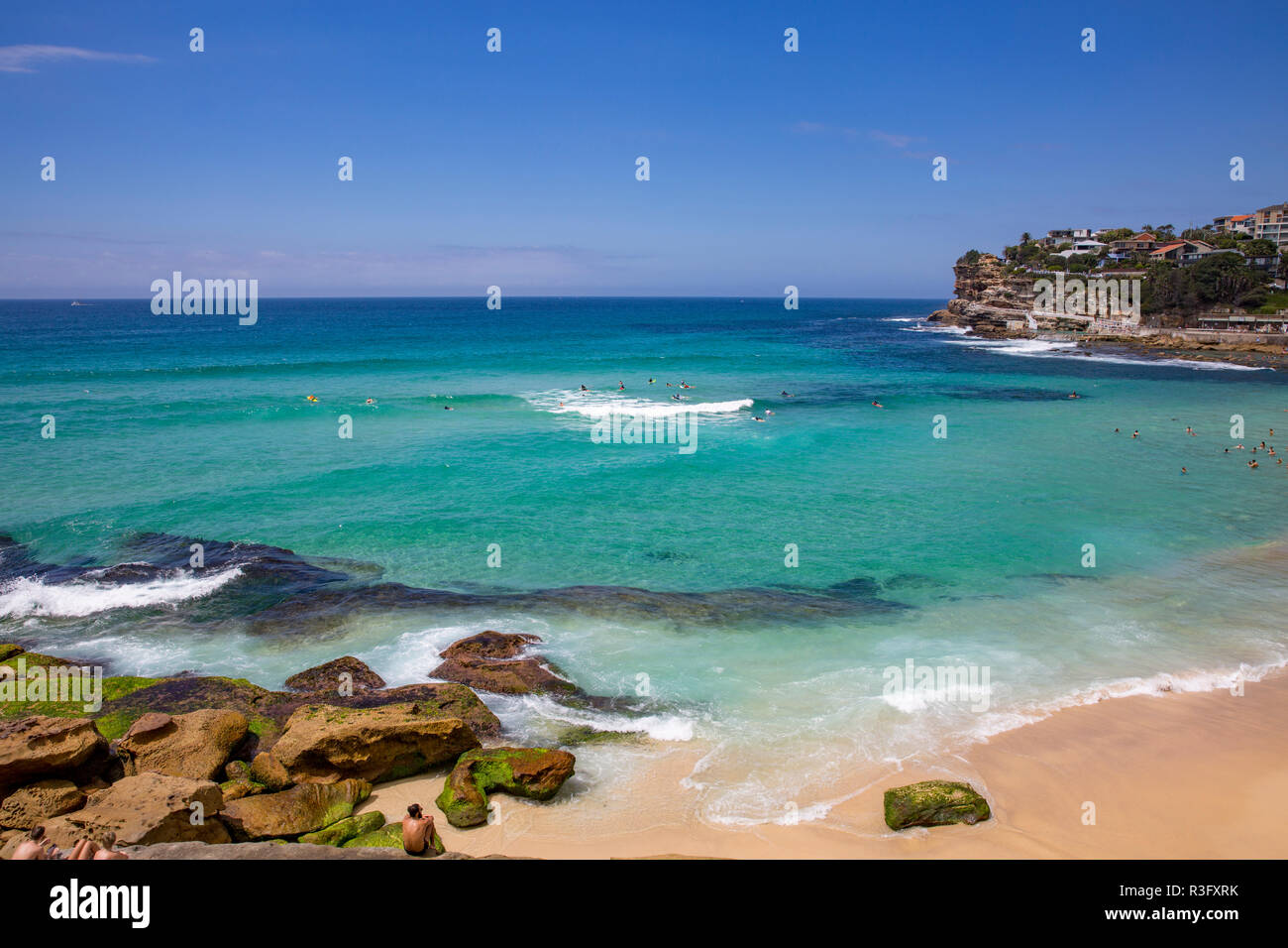 Ocean and rocks at Bronte beach in Sydney eastern suburbs,New South