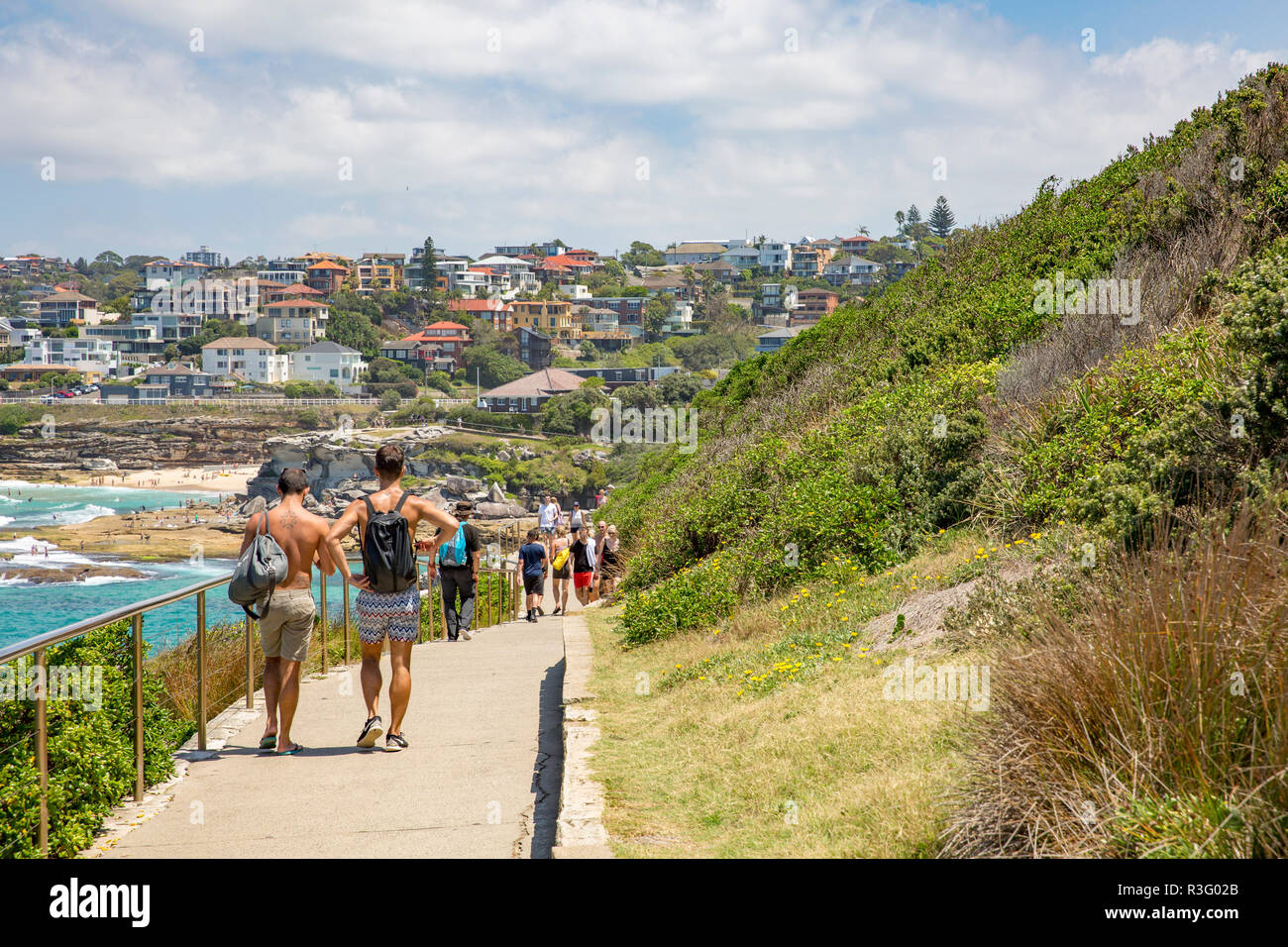 Famous Coastal walk from Bondi beach to Tamarama beach,Sydney,Australia Stock Photo