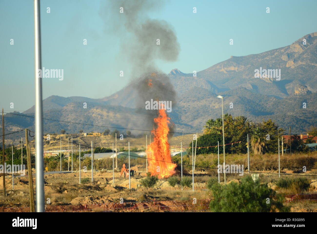 fire and flame - spain Stock Photo