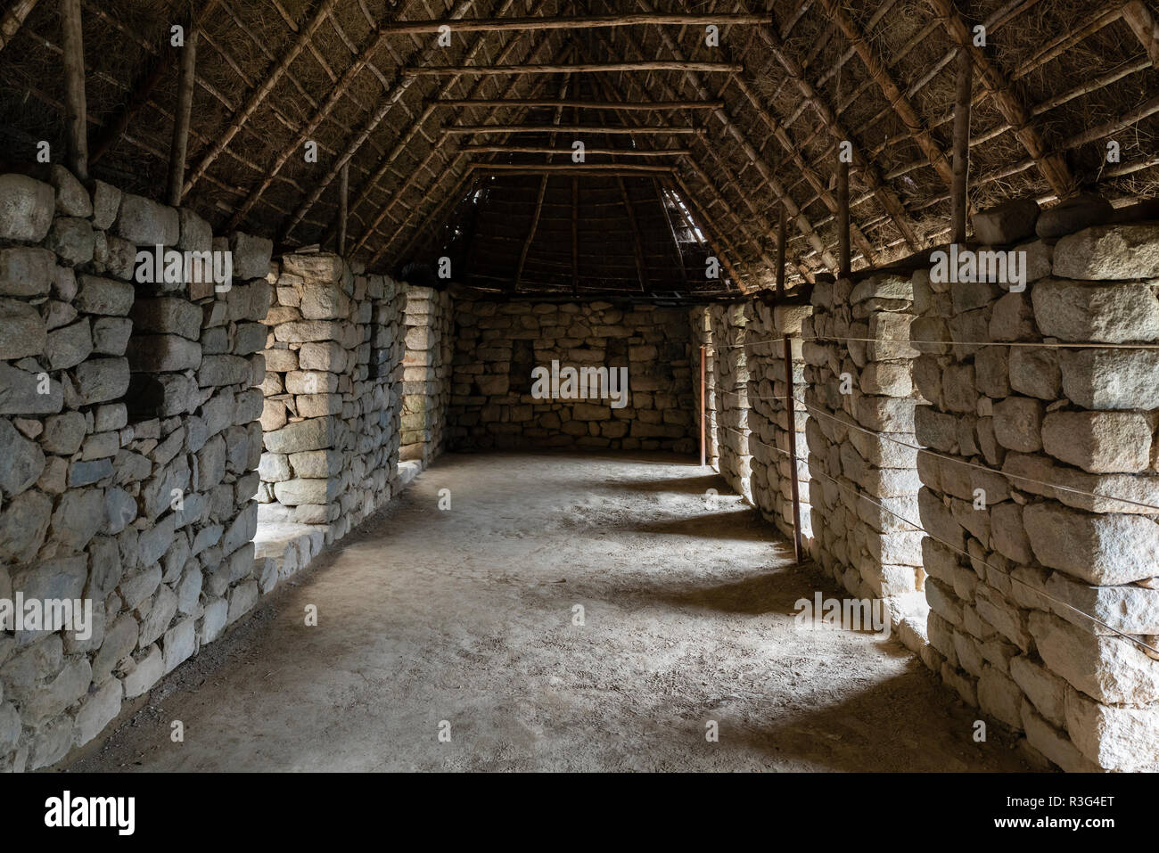 Inside an ancient house at Machu Picchu, Peru Stock Photo