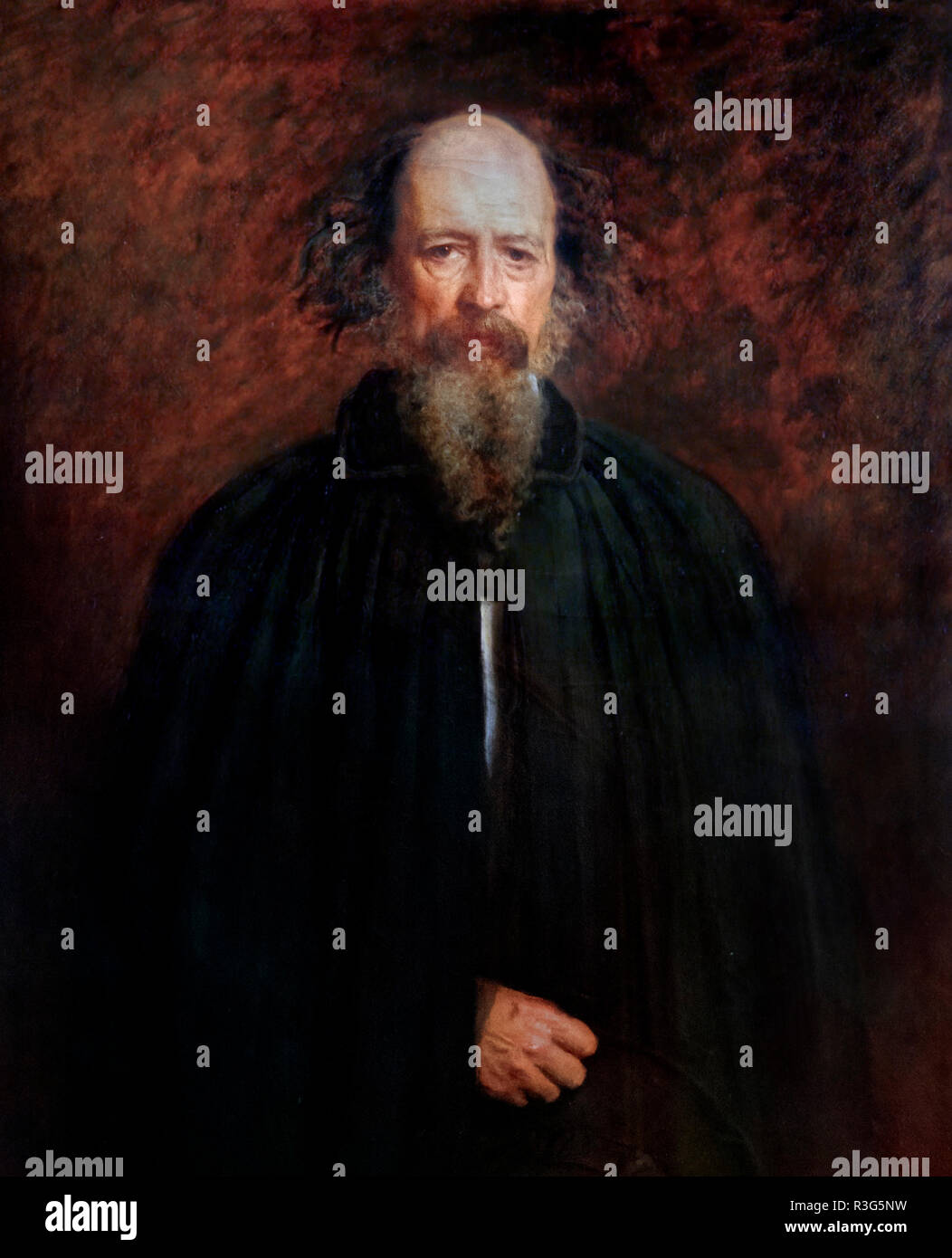 Alfred Tennyson. Portrait of the poet Alfred, Lord Tennyson (1809-1892) by John Everett Millais (1829-1896), oil on canvas, 1881 Stock Photo