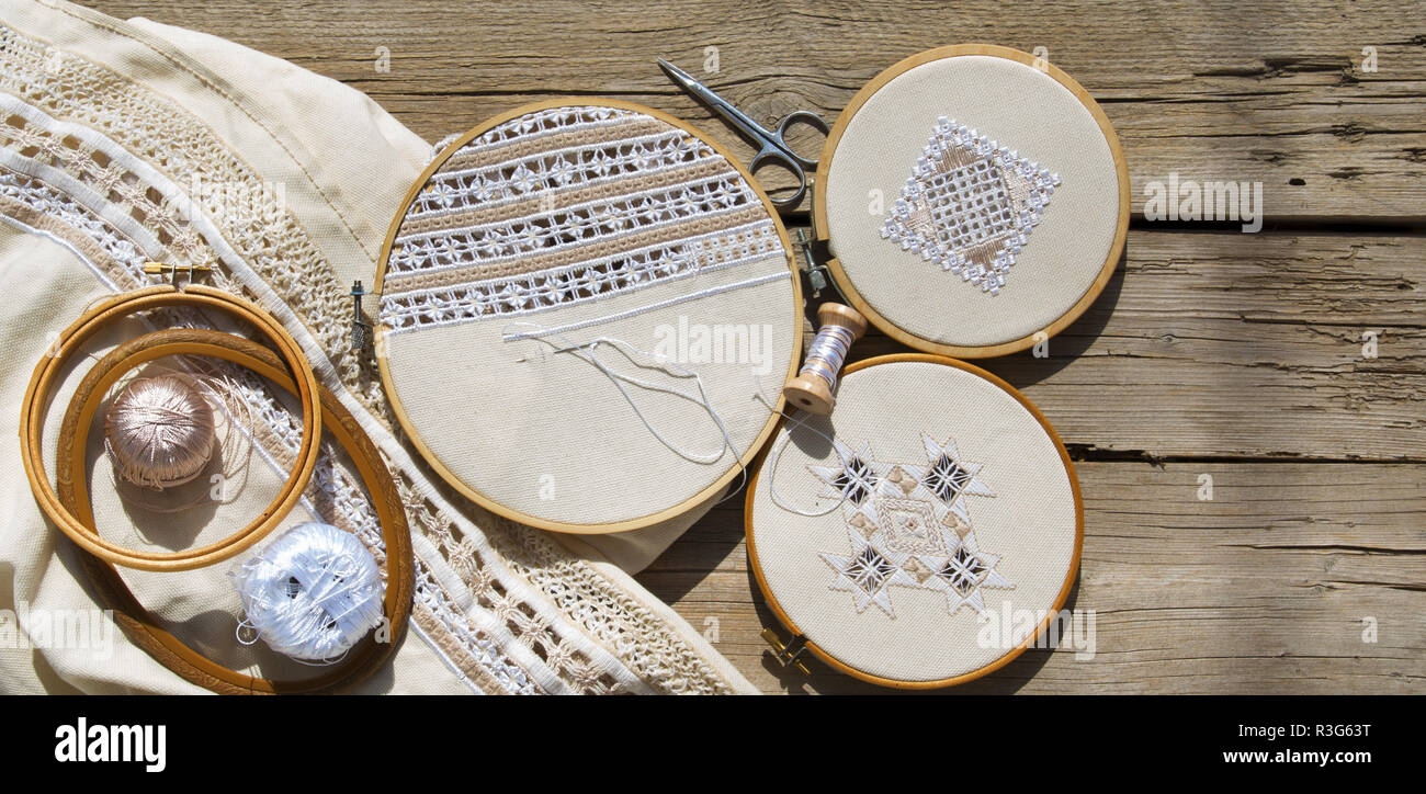 Hardanger stich and instruments Stock Photo