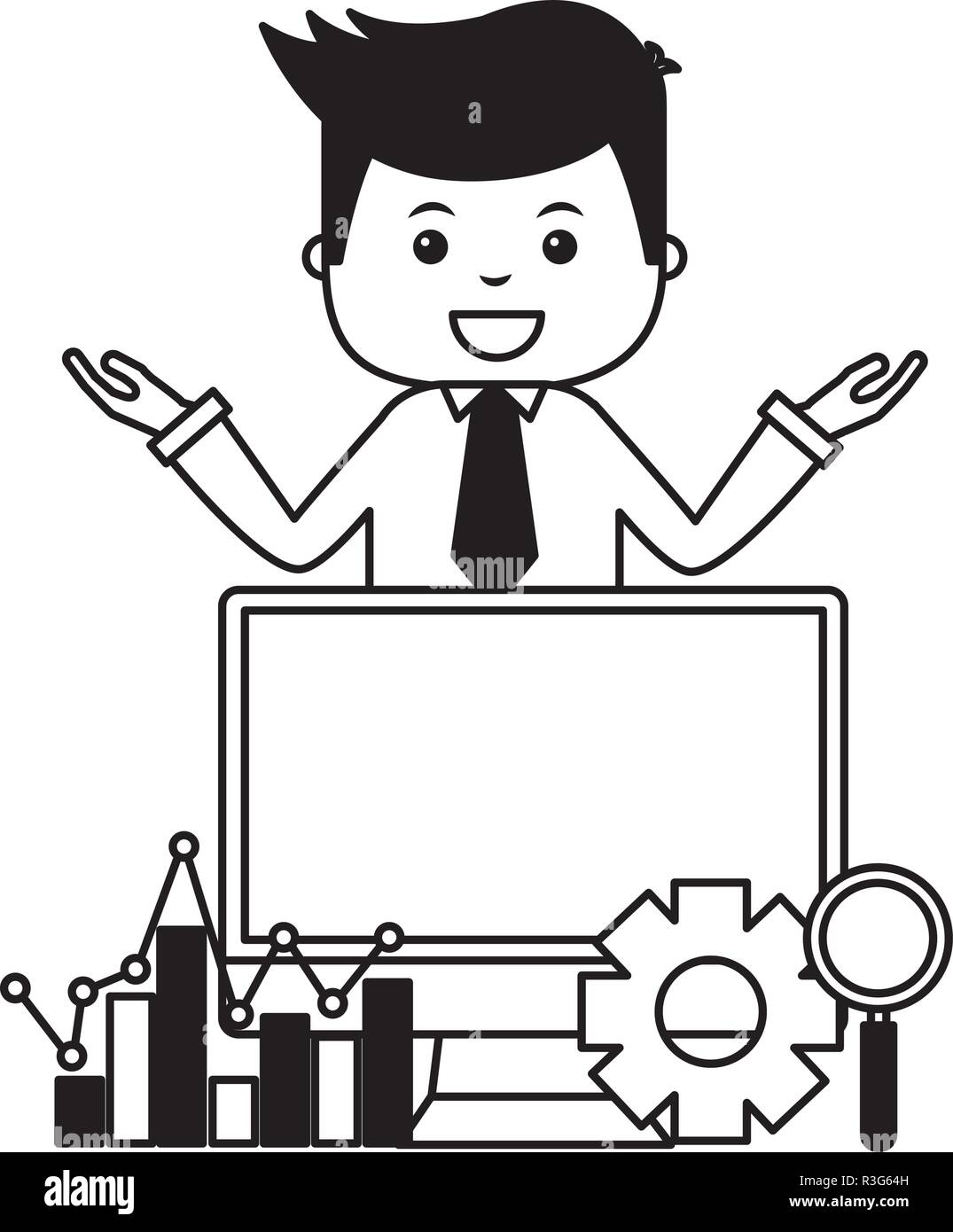 businessman mobile diagram search engine optimization vector ...