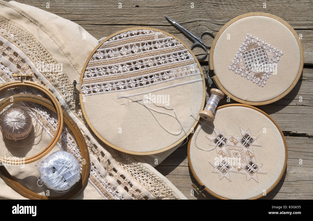 Hardanger stich and instruments Stock Photo