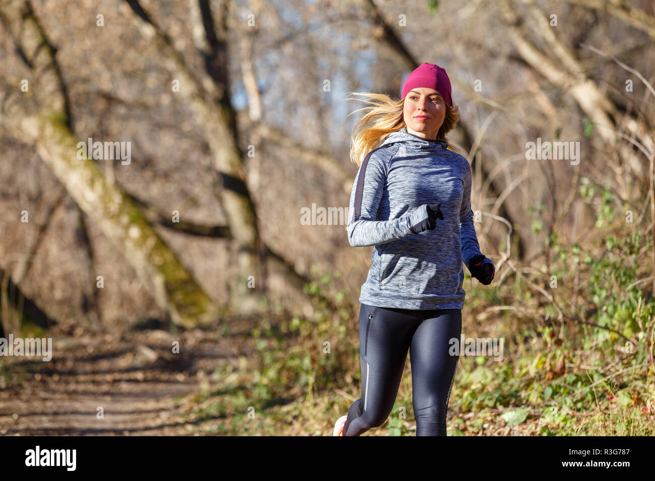 20s Attractive Female Runner Jogging On Stock Photo 1843506961