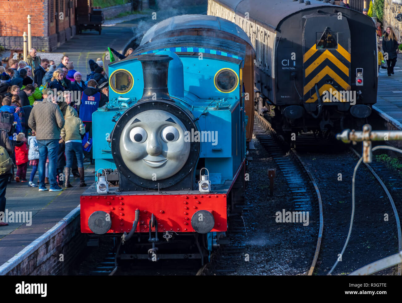 LLANGOLLEN, UK - OCTOBER 27TH 2018: Thomas the Tank Engine on display at the Llangollen railway Stock Photo