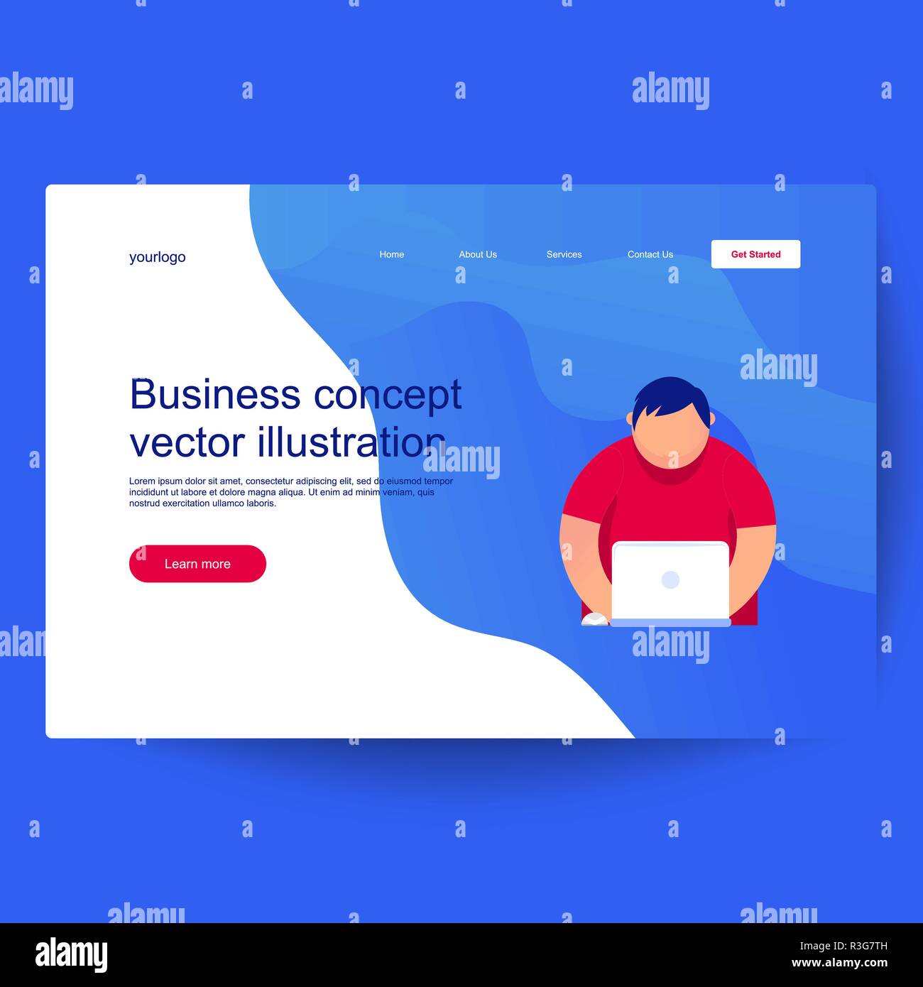 business concept. A young programmer programs the code. Creating a new project on the laptop Stock Vector