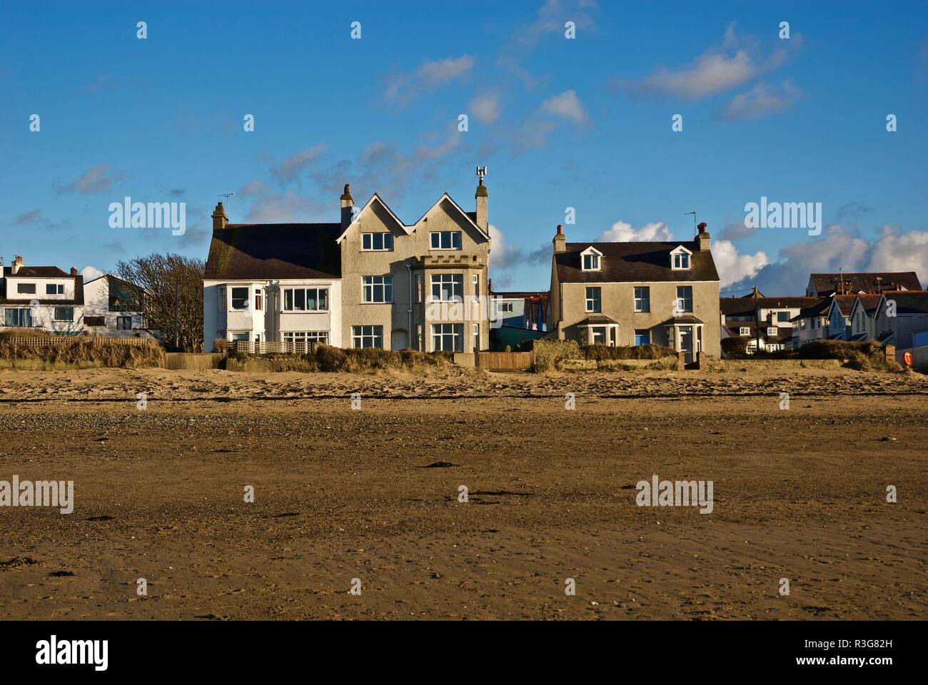 Beach front property, Rhosneigr, Anglesey, North Wales, UK Stock Photo