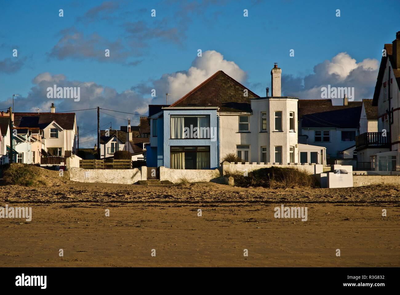 Beach front property, Rhosneigr, Anglesey, North Wales, UK Stock Photo