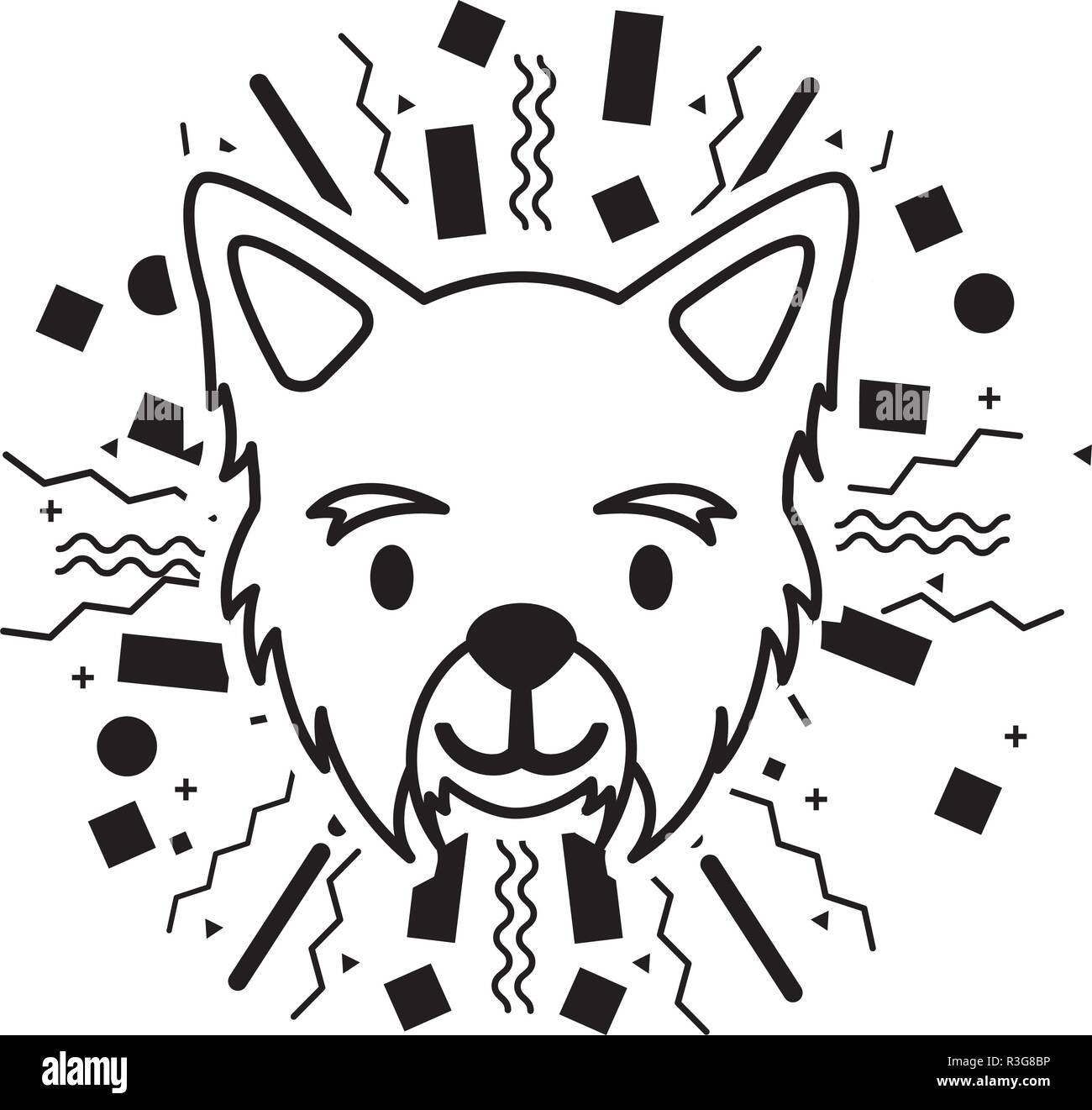 dog face party celebration confetti vector illustration Stock Vector