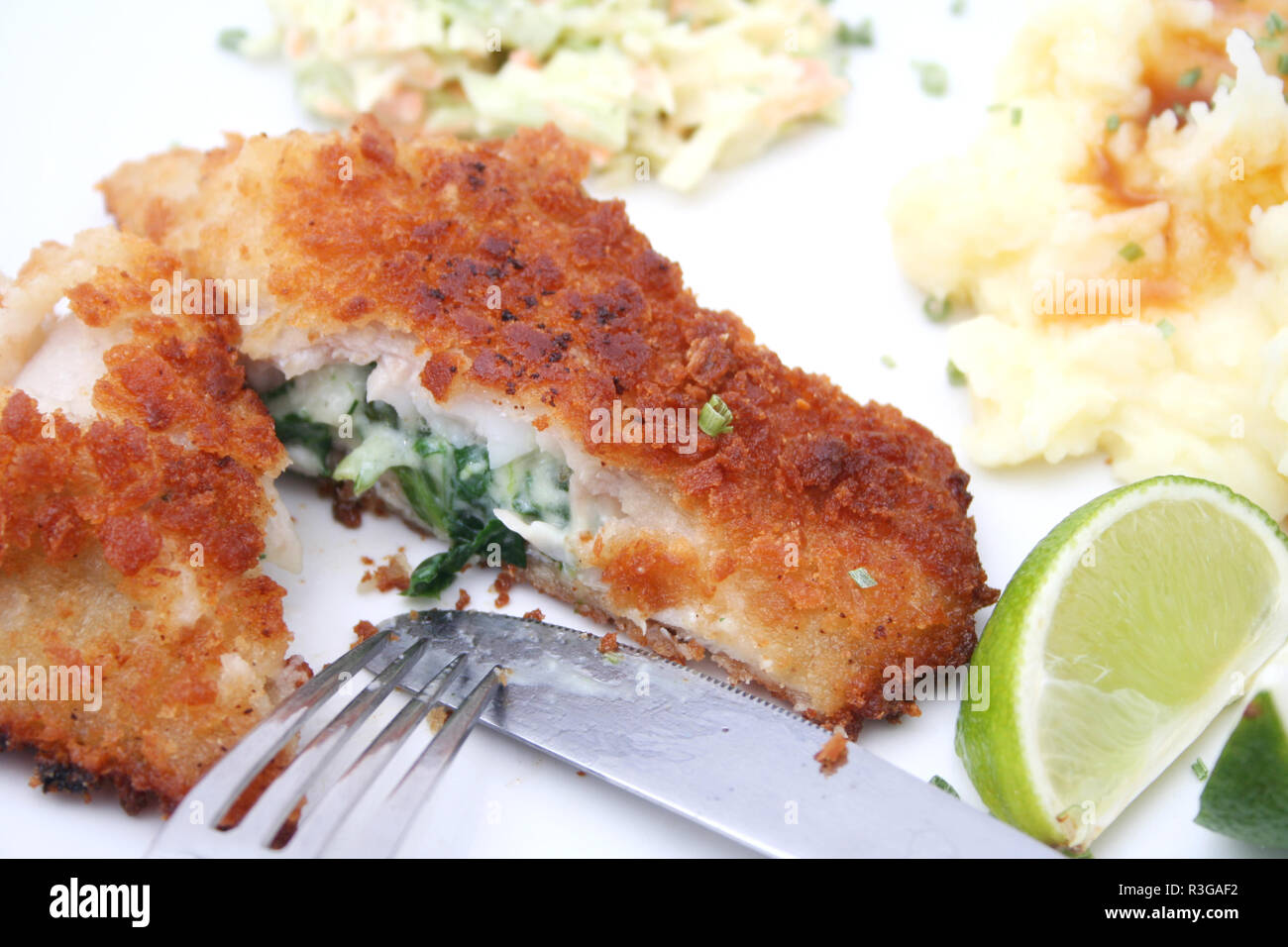 fish with spinach Stock Photo Alamy