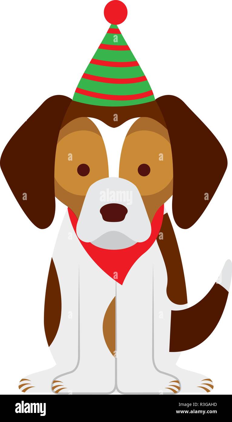 dog with scarf and hat merry christmas vector illustration Stock Vector ...