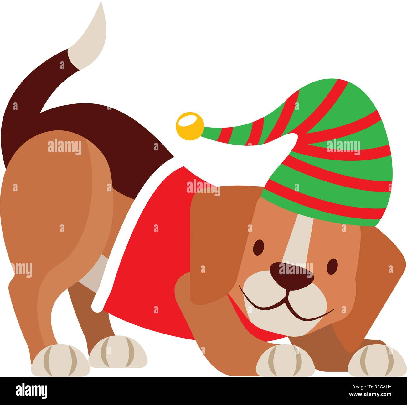dog with sweater and hat merry christmas vector illustration Stock ...