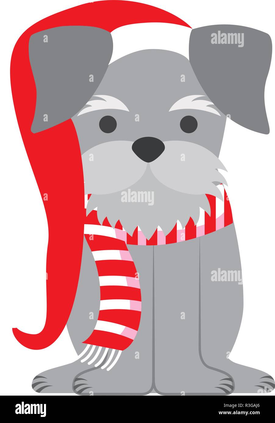 dog with scarf and hat merry christmas vector illustration Stock Vector