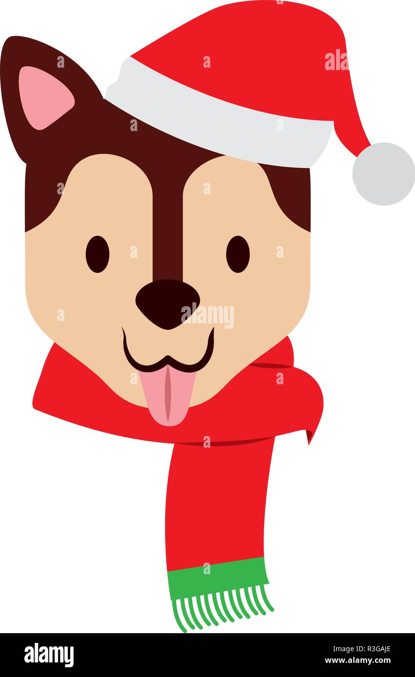 dog with scarf and hat merry christmas vector illustration Stock Vector ...