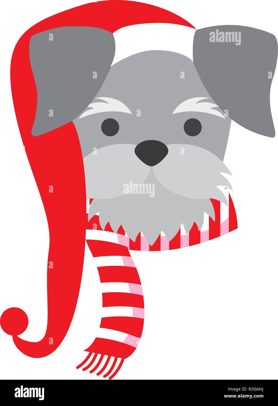 dog with scarf and hat merry christmas vector illustration Stock Vector ...