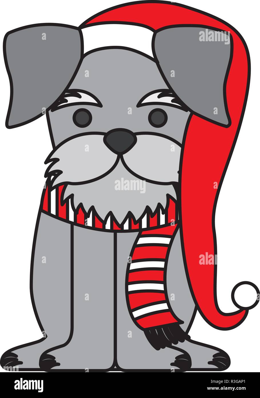 dog with scarf and hat merry christmas vector illustration Stock Vector ...