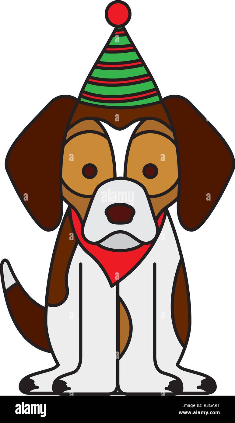 dog with scarf and hat merry christmas vector illustration Stock Vector ...