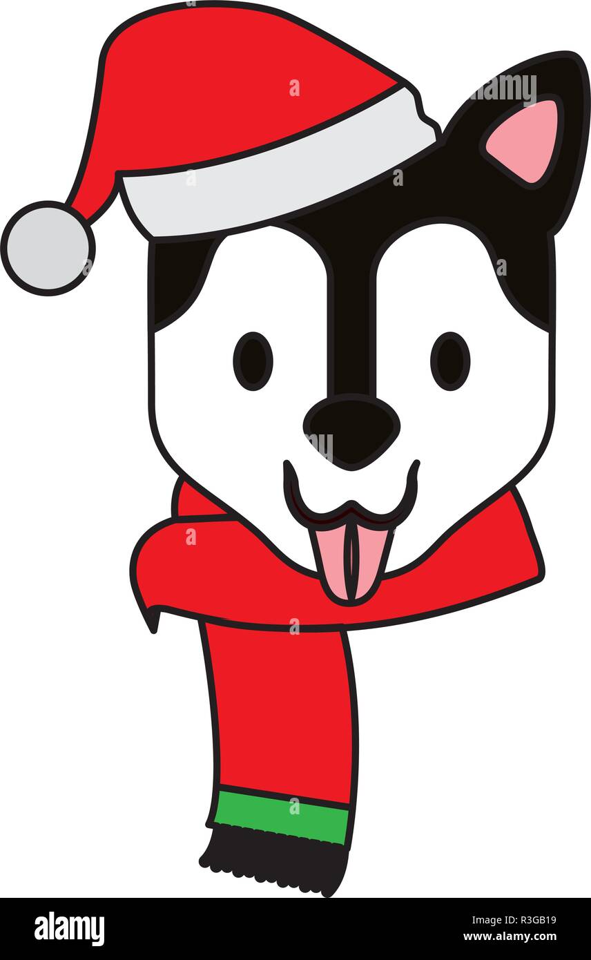 dog with scarf and hat merry christmas vector illustration Stock Vector ...