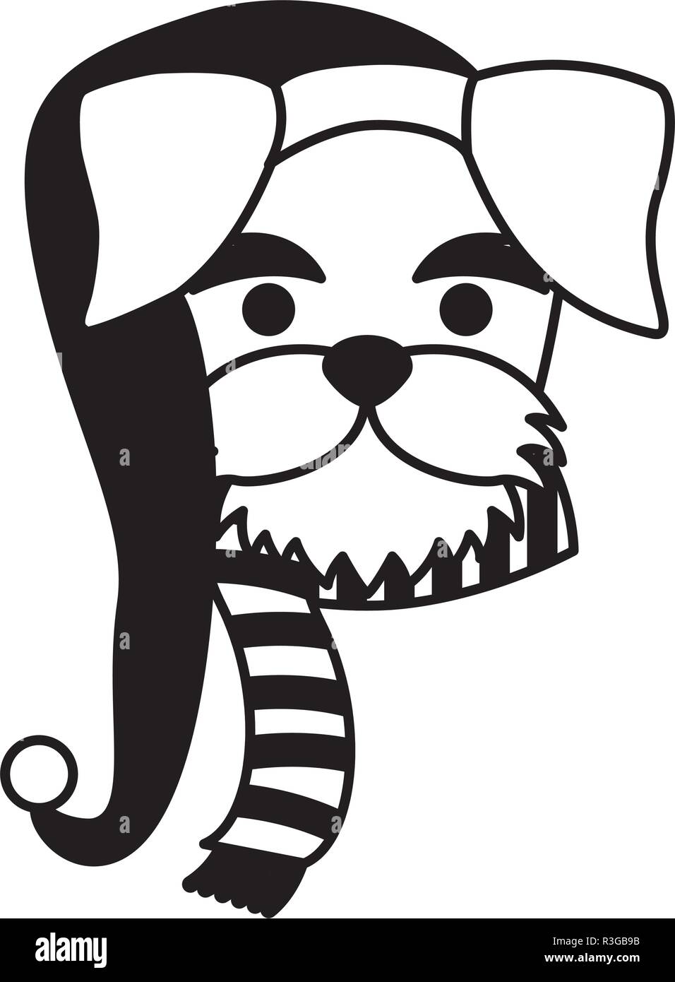 dog with scarf and hat merry christmas vector illustration Stock Vector ...