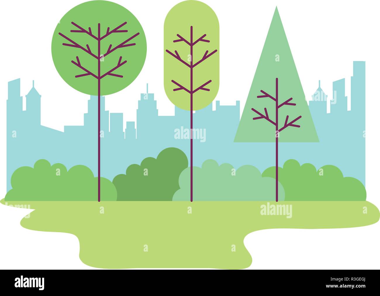 park city landscape trees bushes Stock Vector Image & Art - Alamy