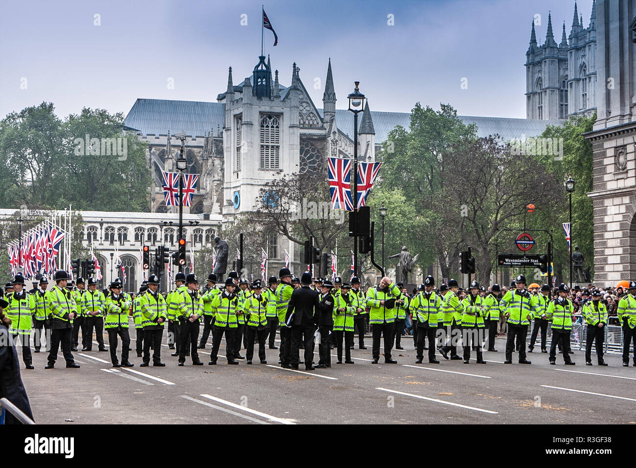 Police Officers on Patrol in Central London Stock Photo