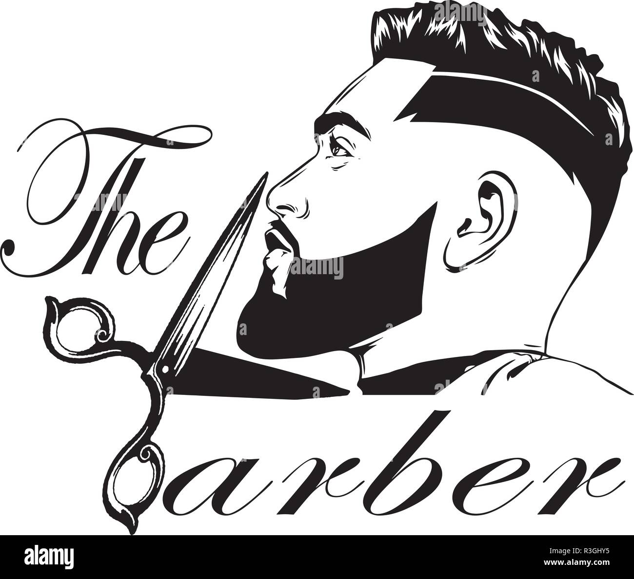 Man Beard Hairstyle Handsome Stock Vector Image & Art Alamy