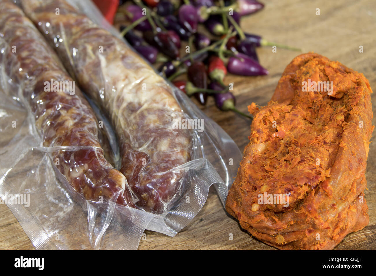 Typical calabrese spreadable salami nduja hires stock photography and