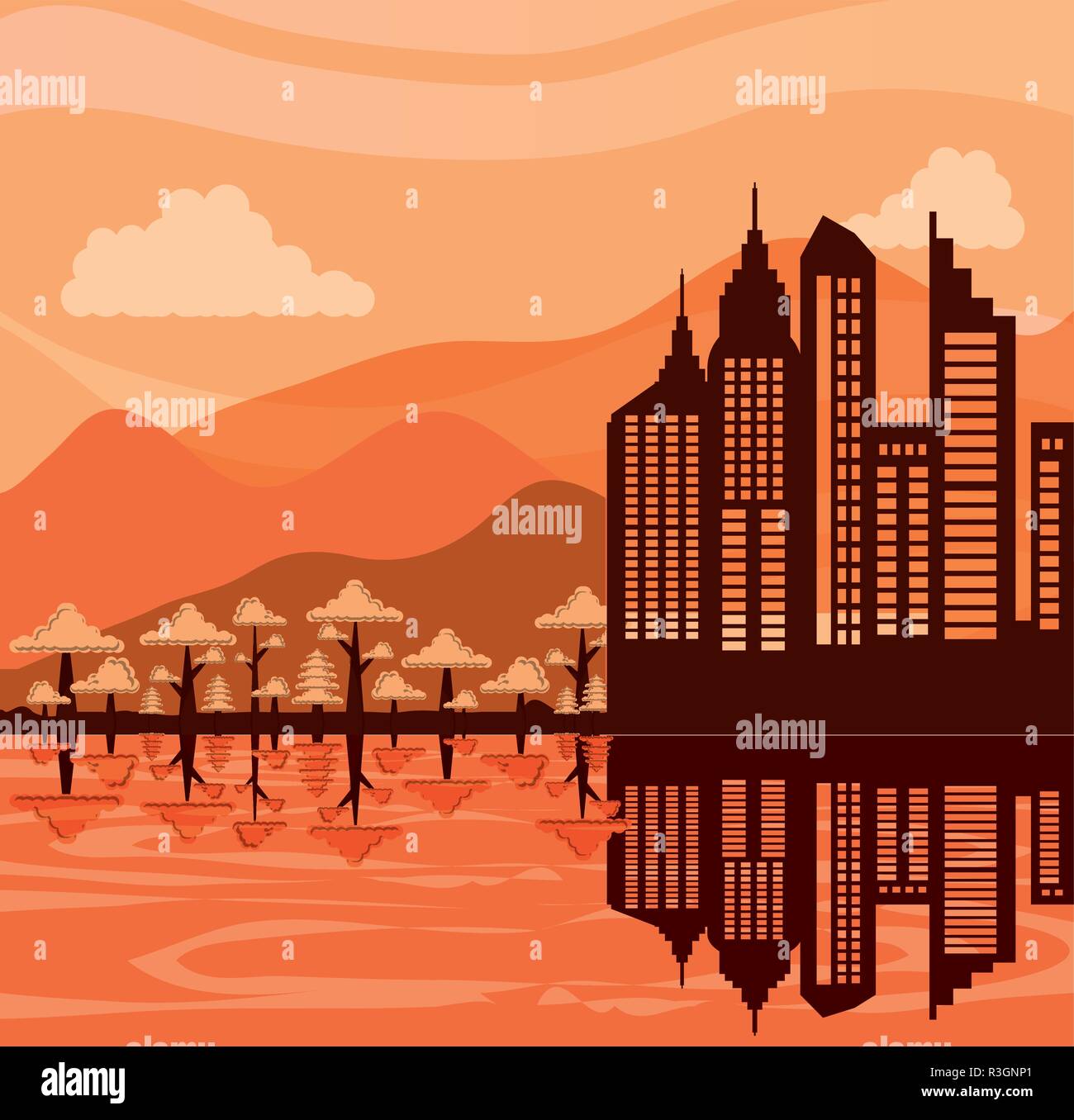 cityscape with buildings scene vector illustration design Stock Vector ...