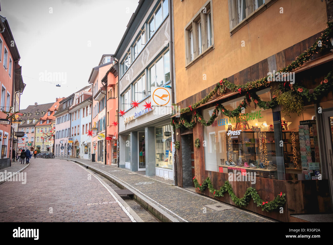 Freiburg im Breisgau, Germany December 31, 2017 People walking on a