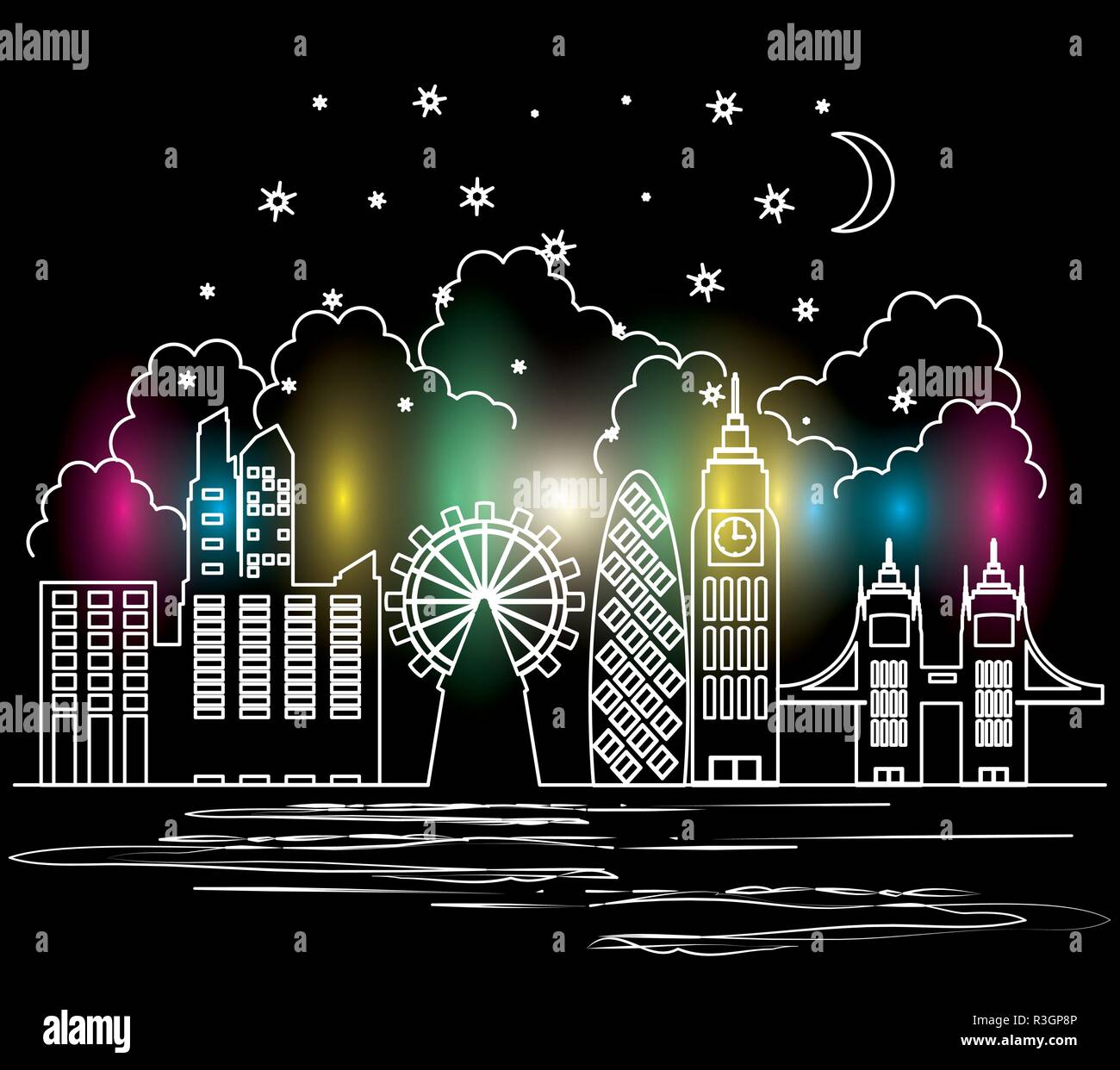 cityscape with buildings scene night vector illustration design Stock ...