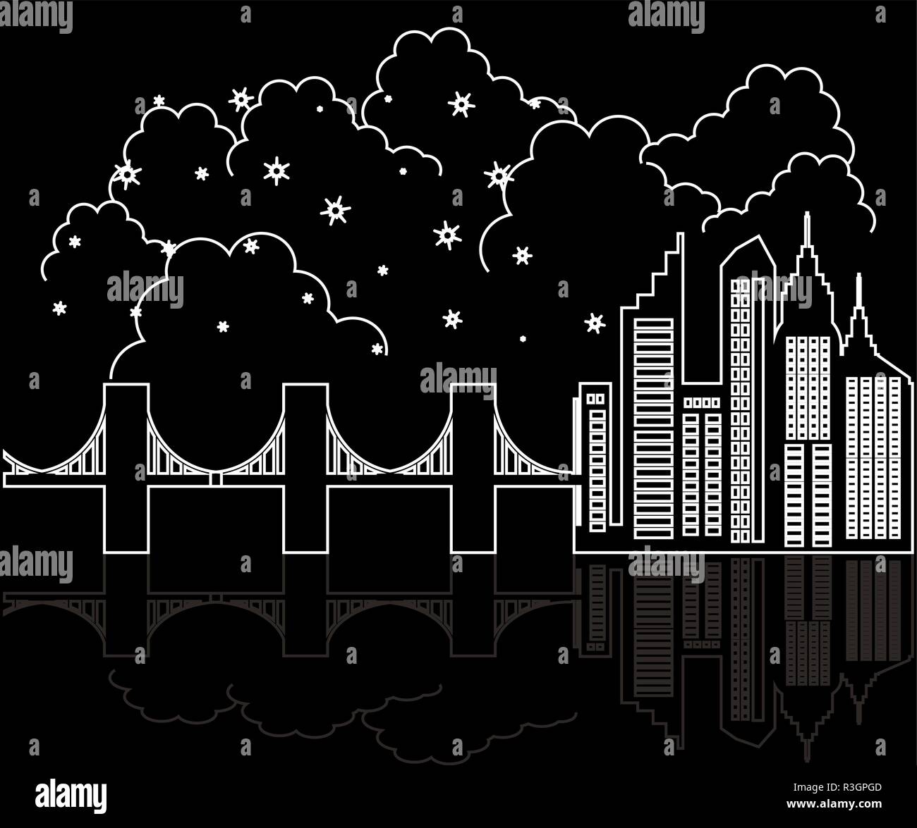 cityscape with buildings scene night vector illustration design Stock ...