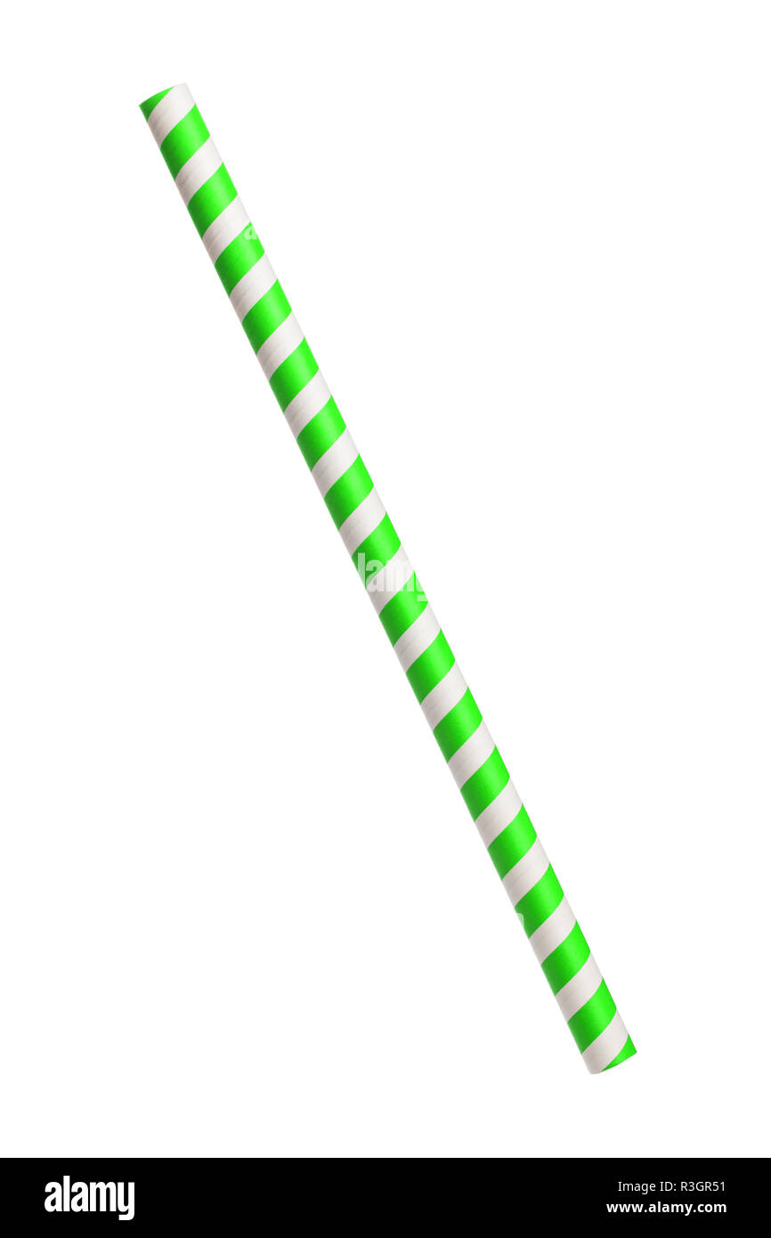 paper drinking straw with red and white stripes Stock Photo