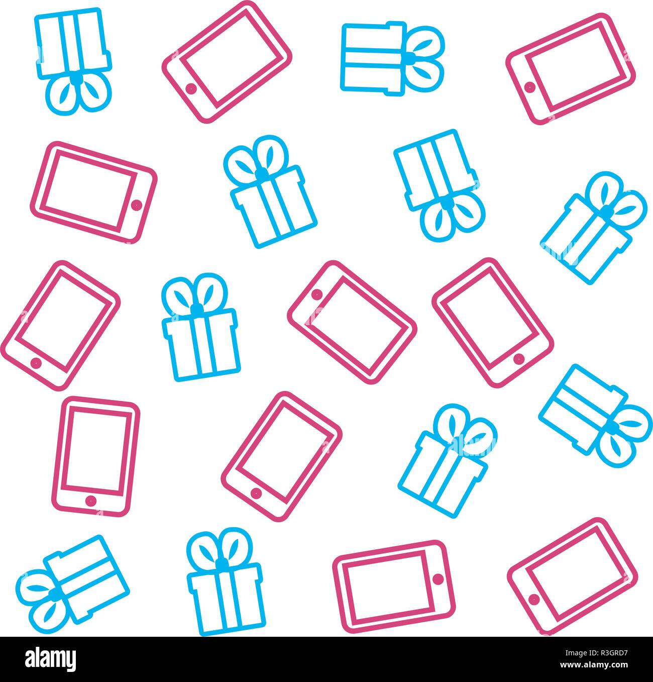 online shopping mobile gift boxes pattern vector illustration Stock Vector