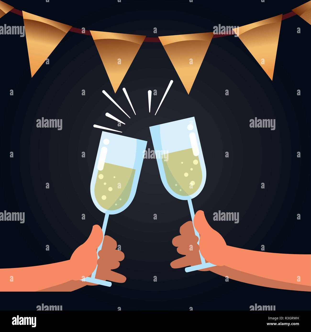 hands holding champagne glasses celebration vector illustration Stock ...