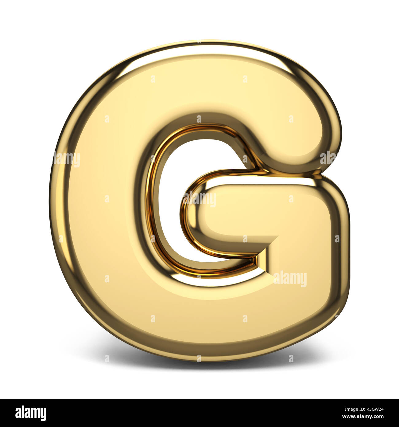 Golden font letter G 3D render illustration isolated on white ...