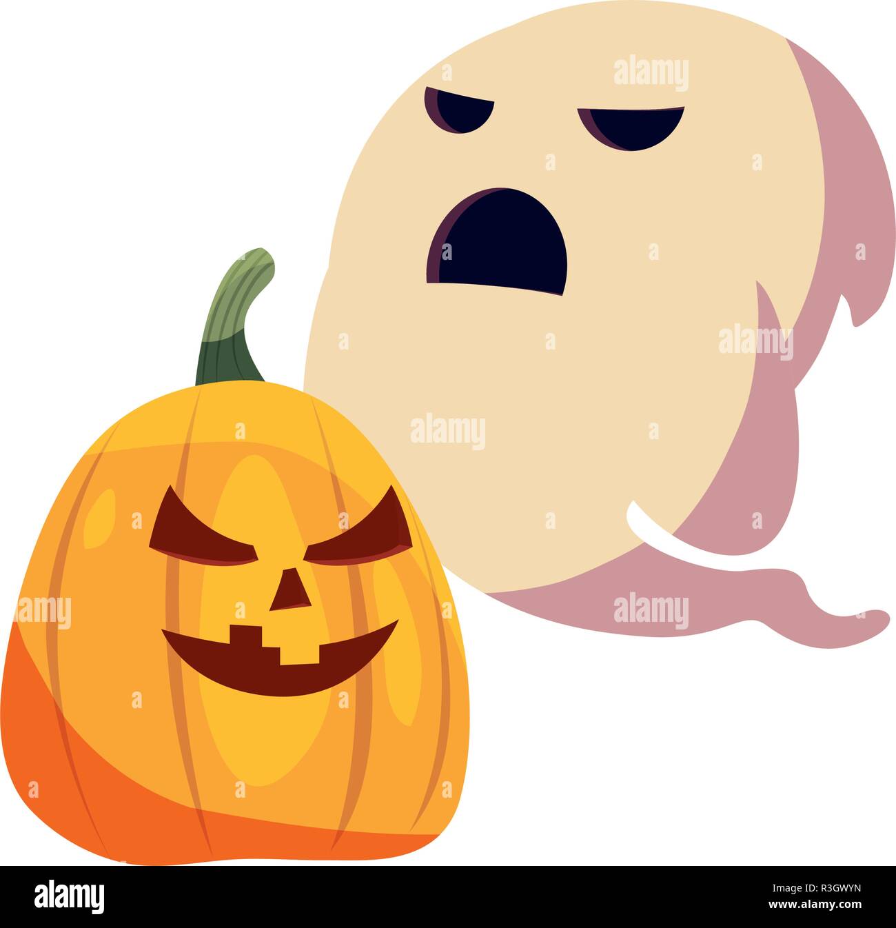 halloween ghost with scary pumpkin vector illustration Stock Vector ...