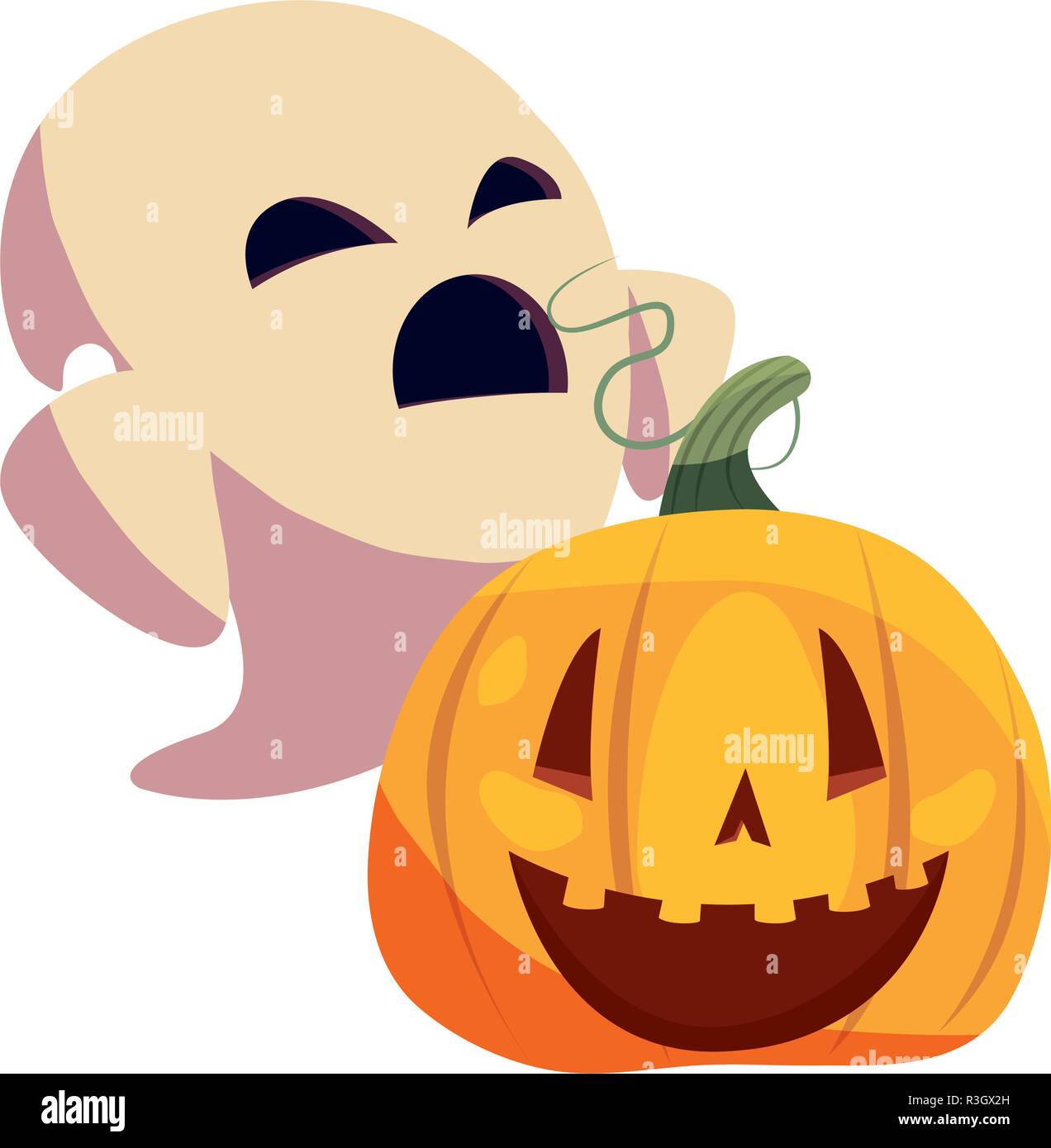 halloween ghost with pumpkin vector illustration Stock Vector Image ...
