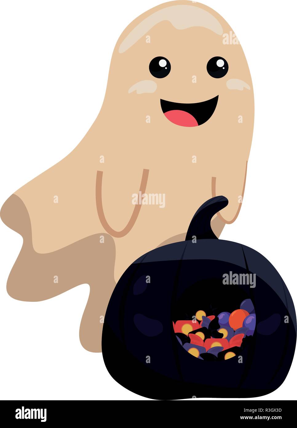 halloween ghost with black pumpkin vector illustration Stock Vector ...