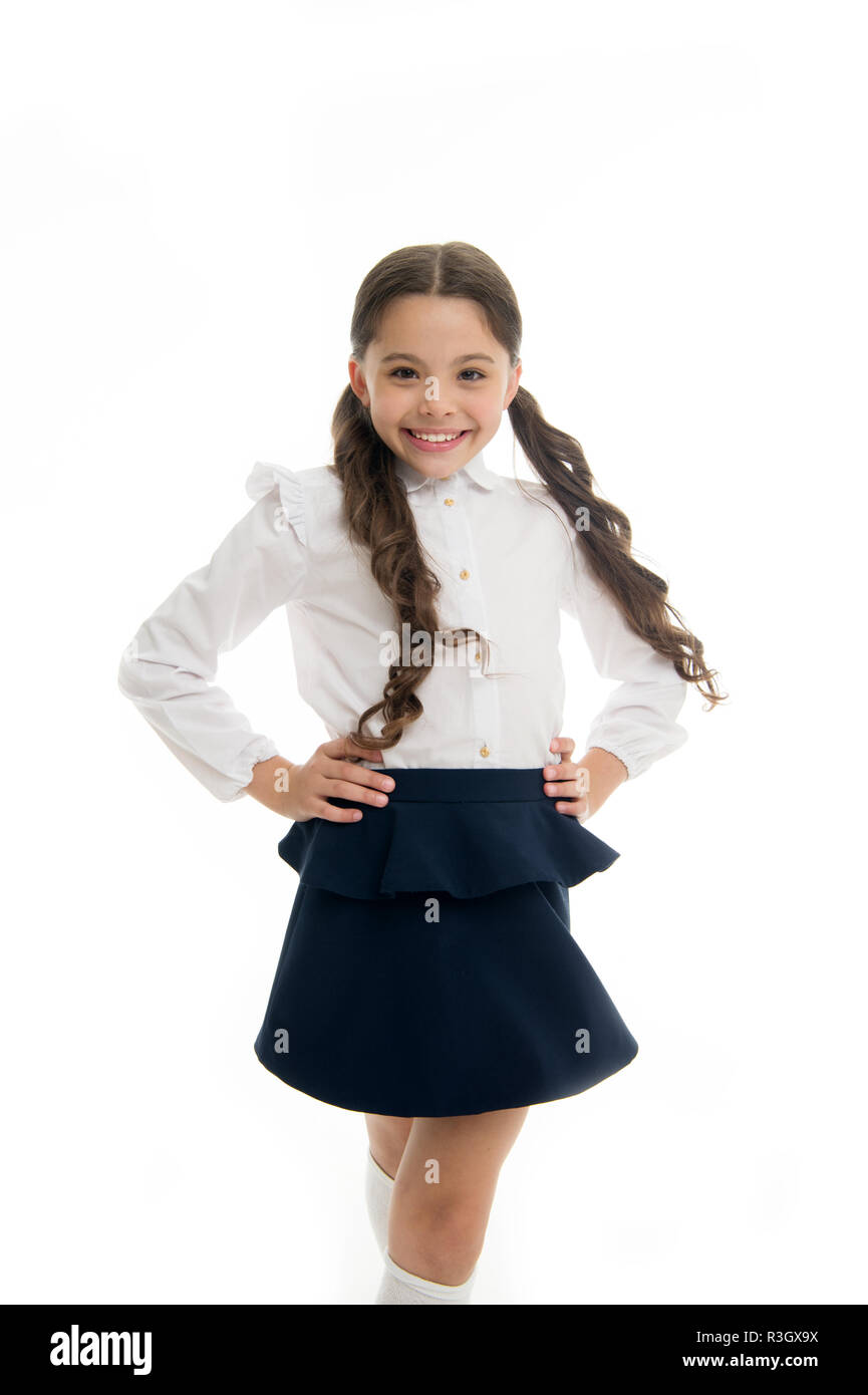 Happy schoolgirl. Hairstyle for schoolgirl nice and easy. Gorgeous tails  perfect for every day of week. Cute everyday back to school hairstyles.  Schoo Stock Photo - Alamy