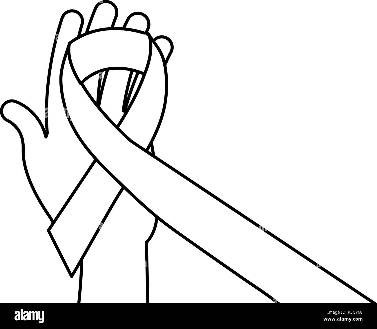 hand with ribbon emblem movember prostate cancer vector illustration ...